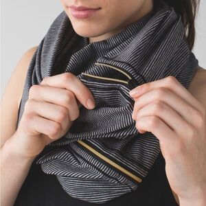 lululemon athletica Black and Gold Striped Scarf